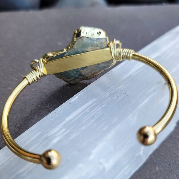 Ocean Jasper Cuff ✦ Emotional Talisman ✦ 14Kt Gold Wire Wrap Crystal Bracelet - Picture 5 of 6